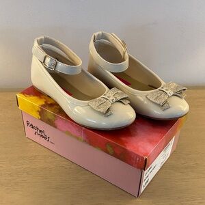 Rachel Shoes Girls’ Cream Flats with Gold Bow